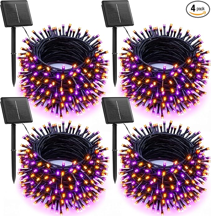Brightown 4 Pack Solar Halloween String Lights, Total 184FT 480 LED Solar by Brightown
