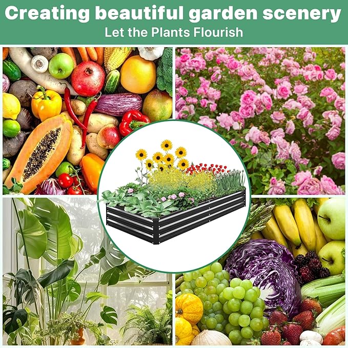 2 Pack 6×3×1ft Galvanized Metal Raised Garden Bed, Metal Planter Kit Box Outdoor - Image 5