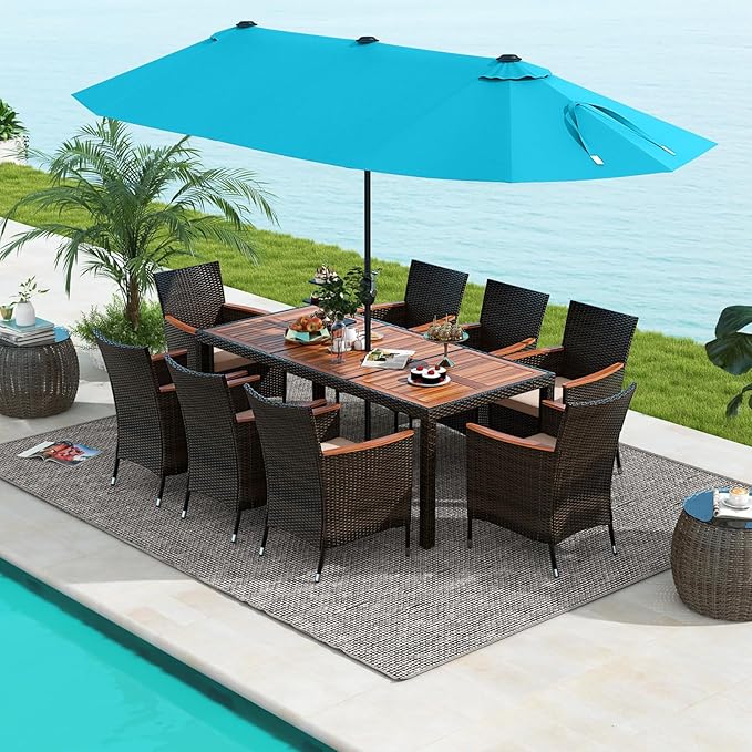 Tangkula 11 Pieces Rattan Outdoor Dining Set - Image 2