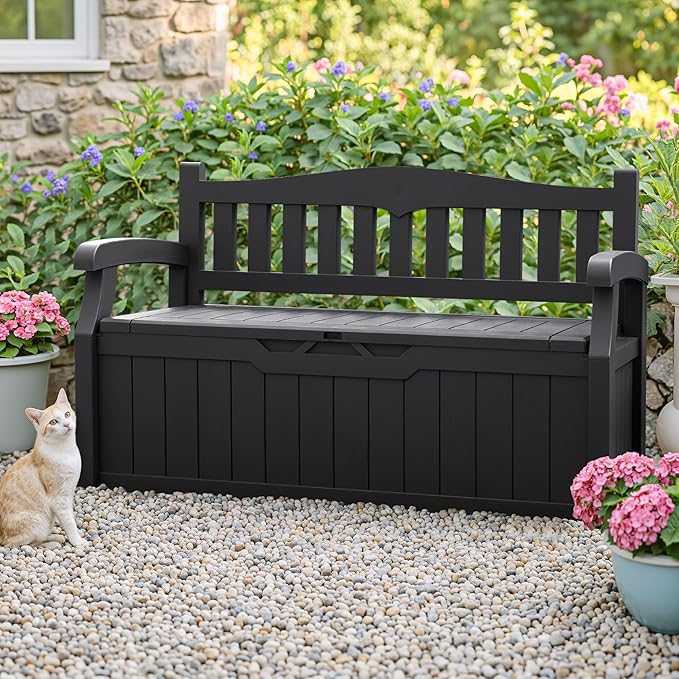 Homall 75 Gallon Outdoor Storage Benches Lockable Deck Box - Image 2