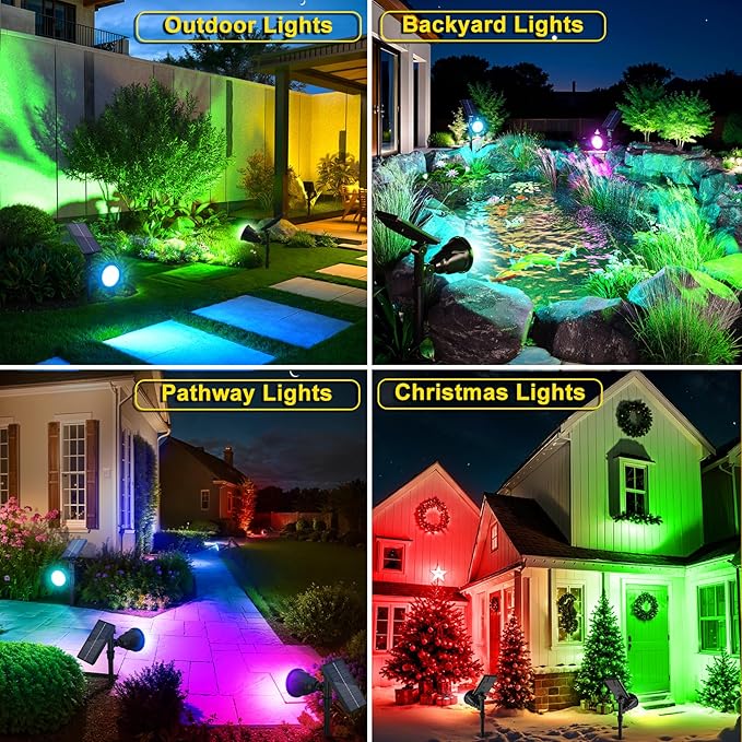 ROSHWEY Solar Spot Lights Outdoor, 7 Colors Halloween Christmas Outdoor Lights - Image 3