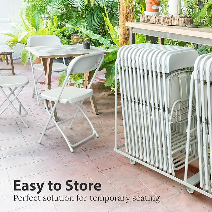 10 Pack Foldable Plastic Chair | Folding & Stackable | 350 lbs Capacity Steel - Image 6