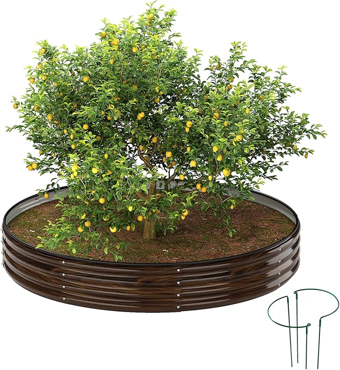 Galvanized Metal Planter Round Raised Garden Bed Kit by ZFHgarden