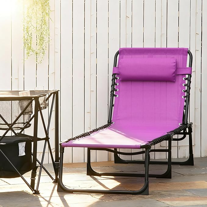 Outsunny Folding Chaise Lounge Chair, Patio Sun Tanning Chair, Outdoor Chaise - Image 9