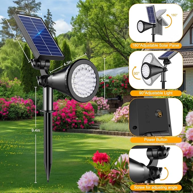 Solar Spot Lights Outdoor, 36 LEDs Solar Landscape Lighting - Image 5