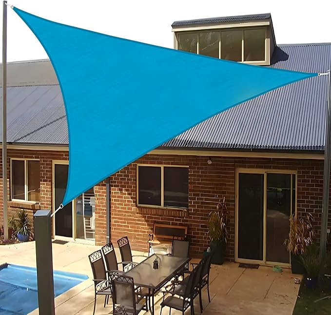 SUNLAX Sun Shade Sail 16' x 16' x 16' Turquoise Blue Triangle Canopy Sail Shade - Image 9