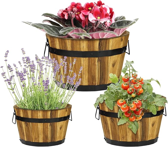 Idzo Set of 3 Wooden Flower Planters - Image 3