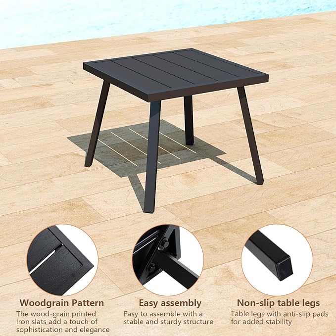 C-Hopetree Small Metal Outdoor Coffee Side Table - Image 5