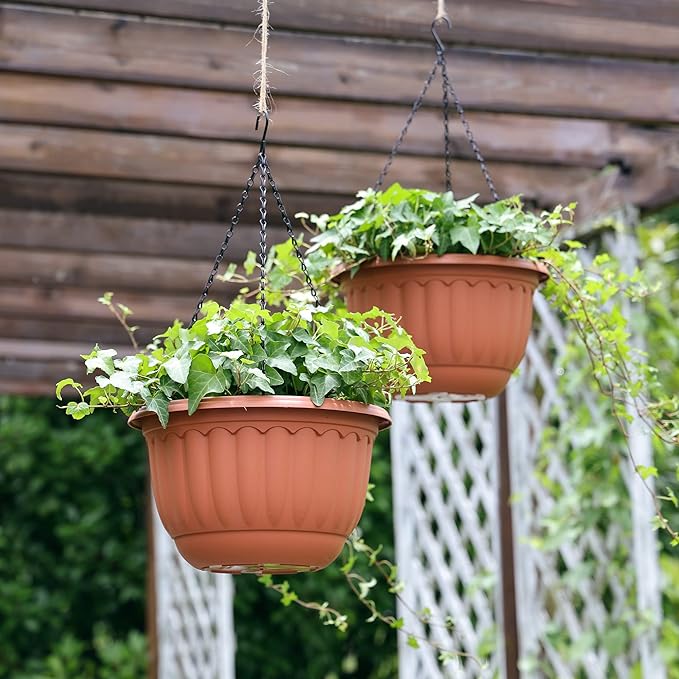 YIKUSH Hanging Planter for Indoor and Outdoor Plants 2 Pack 12 inch Flower Pot - Image 3