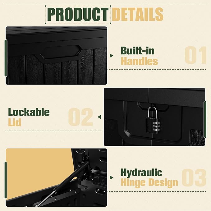JUMMICO 250 Gallon Outdoor Resin Deck Box - Image 2