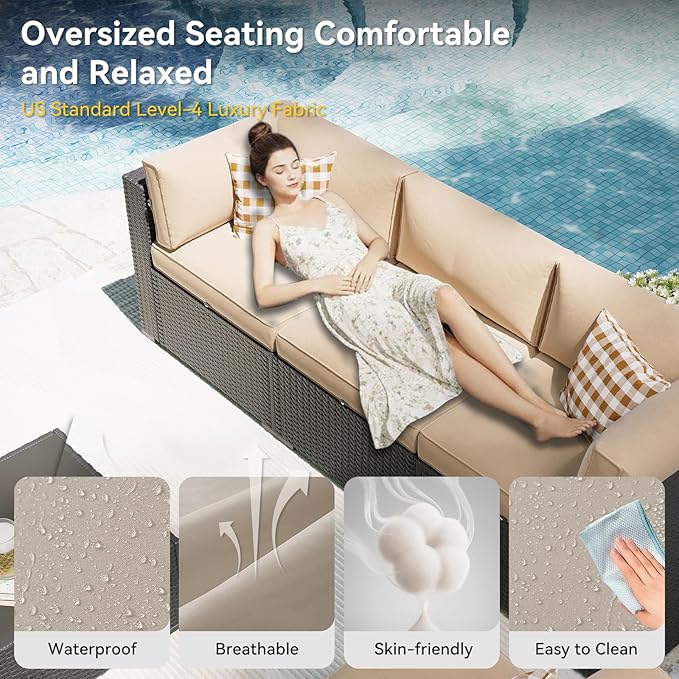 Aoxun Patio Furniture Set, 11 Piece Outdoor Sectional Sofas - Image 3