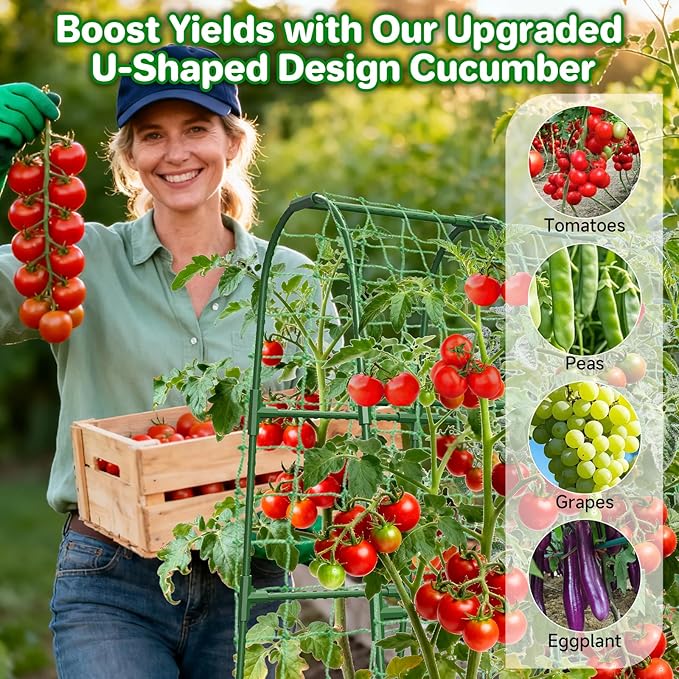 Cucumber Trellis for Raised Bed, U-Shape Garden Trellis for Climbing Plants - Image 8
