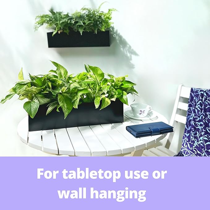 LaLaGreen Wall Planter Rectangular Metal Hanging Flower Pot - Image 9
