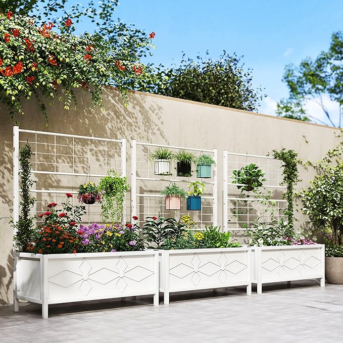 Outsunny Planter Box with Trellis, 35.4 x 15.7 x 47.2 inch Raised Garden Bed - Image 6