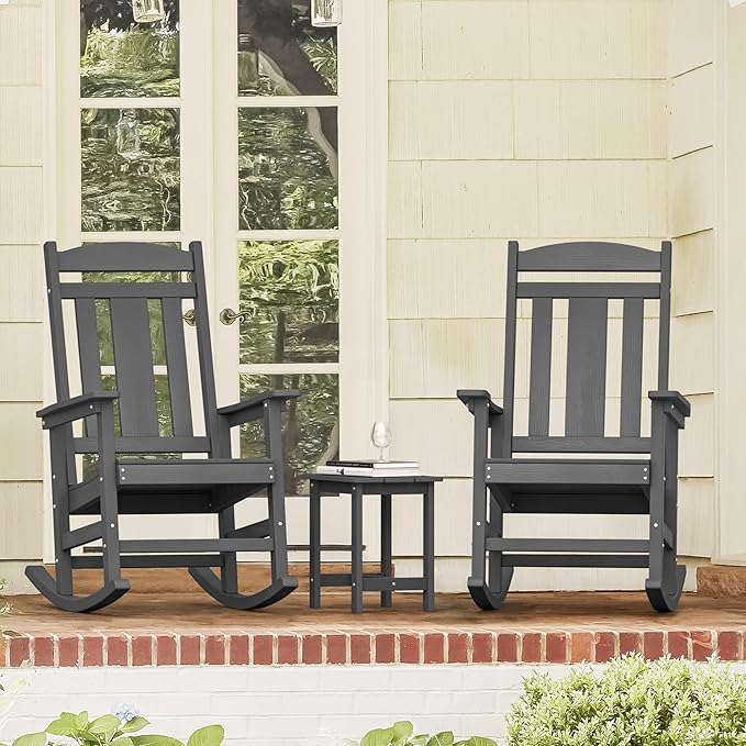 LUE BONA Outdoor Rocking Chairs Set, HDPS Poly Porch Rockers - Image 9