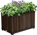 Keter Signature 21.7 Inch Tall Rectangular Large Wood Look Planter by Keter