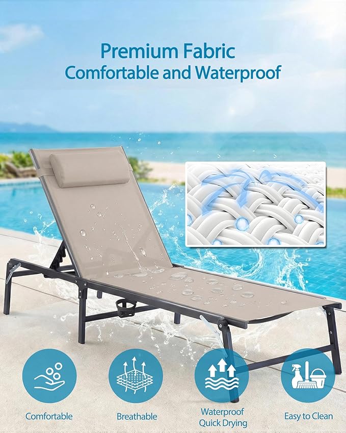 Foldable Chaise Lounge Chair - Image 5
