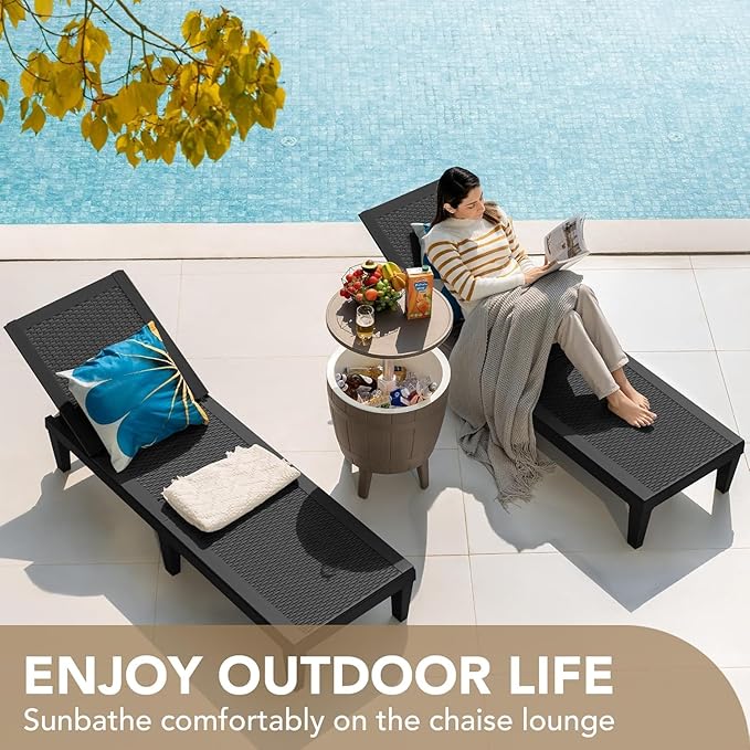Devoko Outdoor Chaise Lounge Chair Set of 4 - Image 6