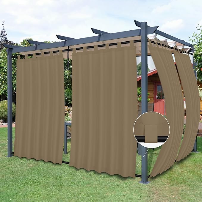 Easy-Going Outdoor Patio Curtains Detachable Tab Top Windproof Weatherproof by Easy-Going