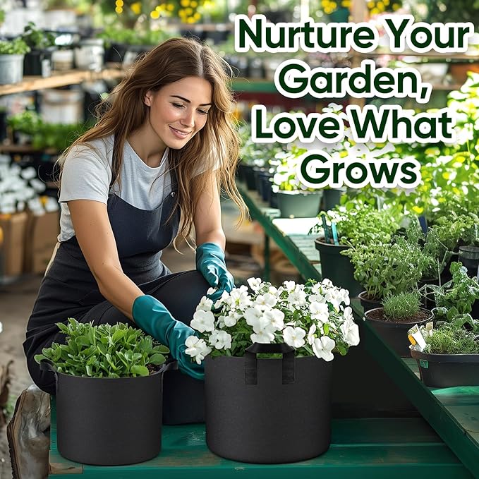 Grow Bags for Potato 5-Gallon: 10 Pack Black 350G Heavy Duty Thickened Fabric - Image 6