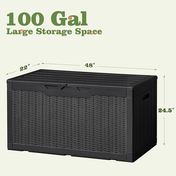 Flamaker Outdoor Storage Box 100 Gallon Waterproof Resin Deck Box Delivery Box - Image 6