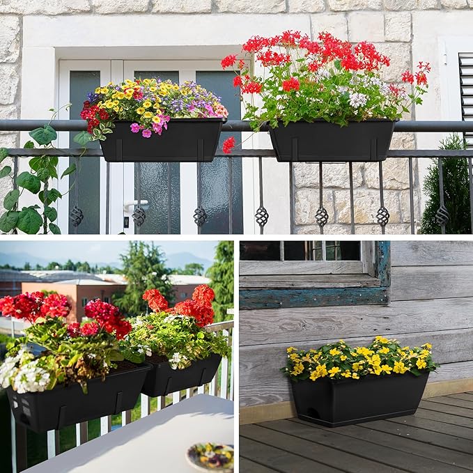 ETELI Railing Planter Hanging and Planter Box Brackets Set 6 Pack Adjustable - Image 5