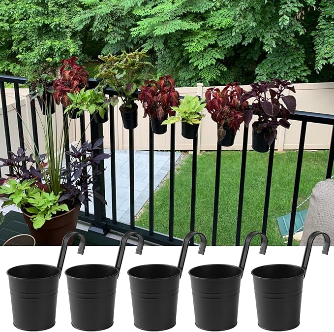 20 Pack 4 Inch Railing Hanging Planter, Metal Hanging Flower Pots, Metal - Image 5