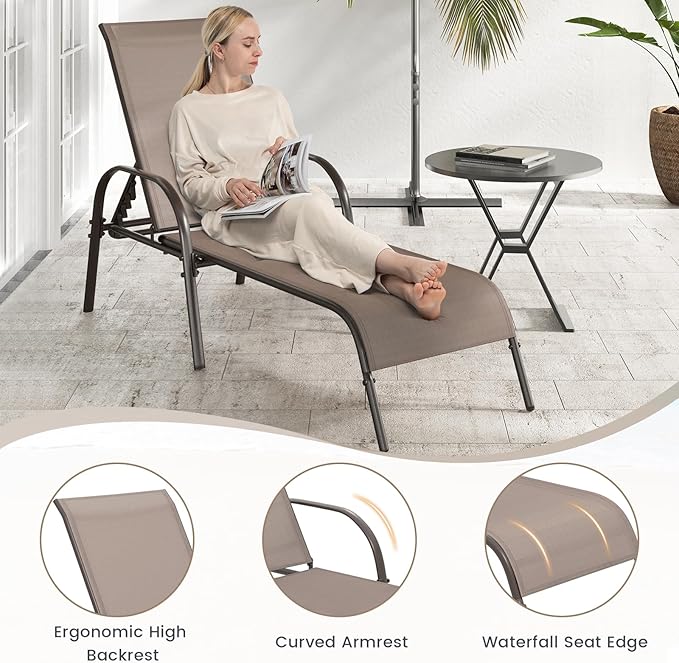 Giantex Patio Lounge Chair, Outdoor Chaise Lounge - Image 3