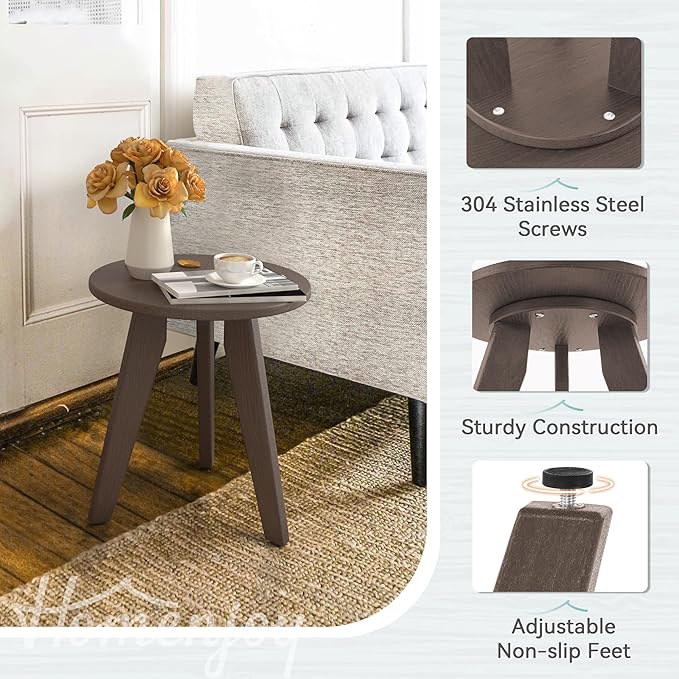 Outdoor Side Table, HDPS Outdoor Table, Small Round Side Table Weather-Resistant - Image 5