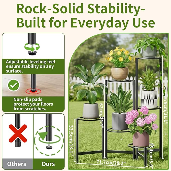 Outdoor Plant Stands for Patio Corner Tall Plant Stand Indoor Metal Flower Pot - Image 3