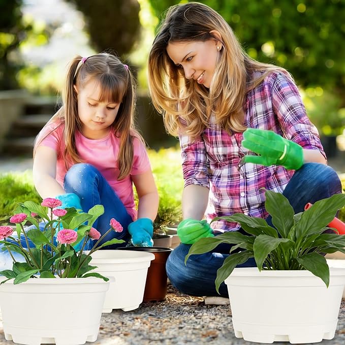 5 Pack 10.5 inch Plant Pots, Planter-Pots-for-Plants，Plastic Flower Pot - Image 5