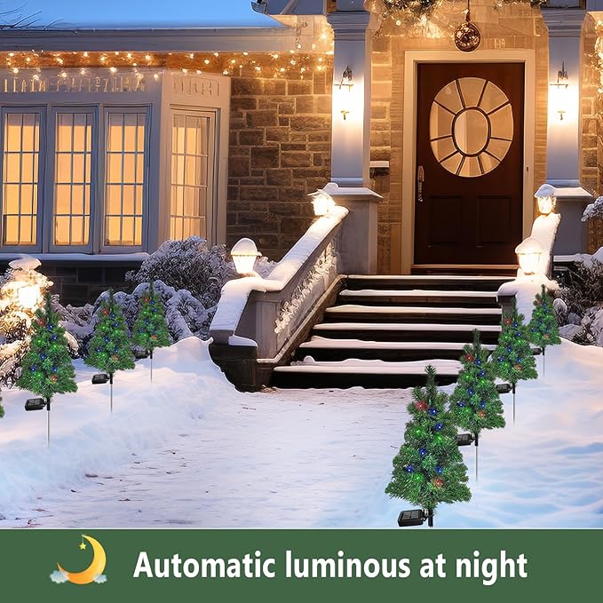 4PCS Solar Christmas Tree Garden Stake Lights Outdoor Waterproof Pathway Lights - Image 6
