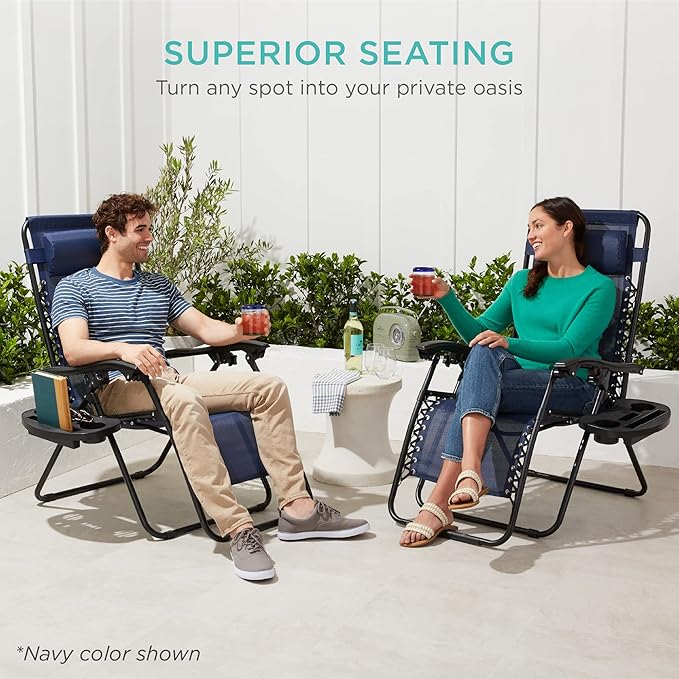 Best Choice Products Set of 2 Adjustable Steel Mesh Zero Gravity Lounge Chair - Image 8