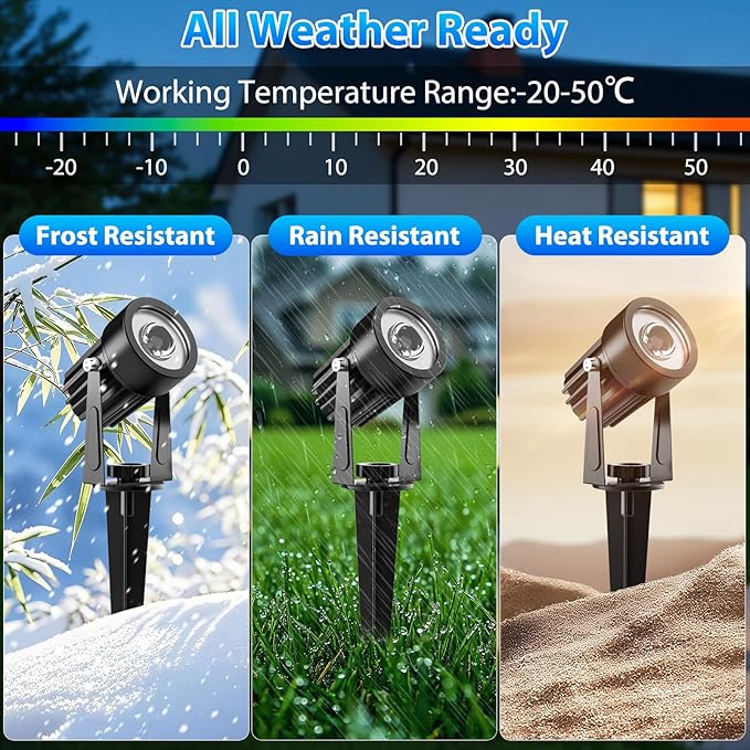 T-SUNUS Solar Spot Lights Blue Metal Outdoor Christmas Spotlights - Image 6