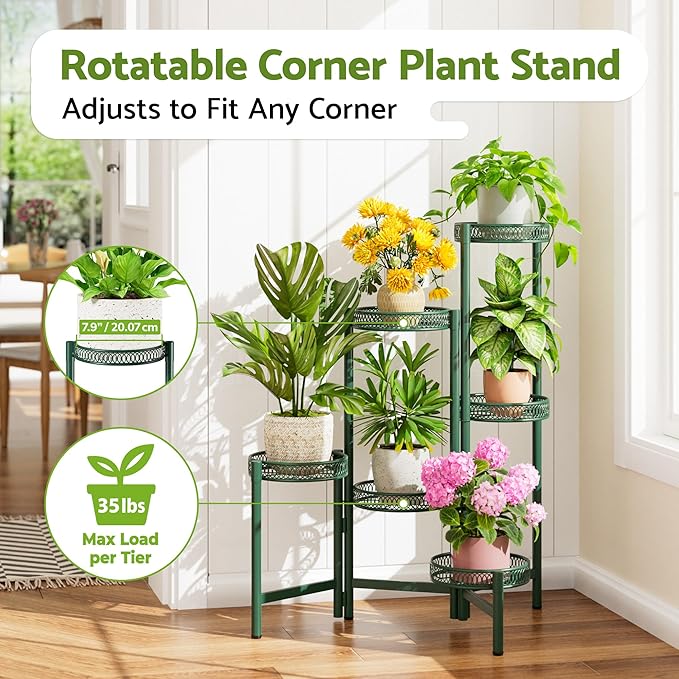 Metal Plant Stands Indoor Outdoor, 6 Tier Plant Stand Corner Plant Shelf - Image 2