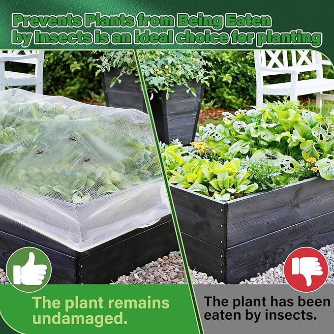 KEOHOL 3-Pack Garden Netting for Raised Beds, 59.1" × 27.6" × 17.7" Rectangular - Image 5