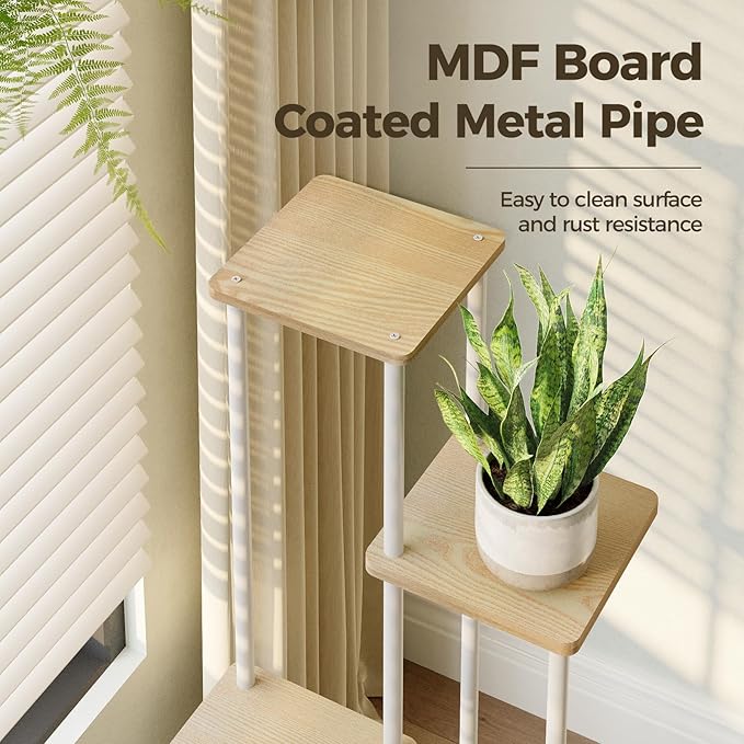 Bamworld White Plant Stand Indoor 5 Tier Plant Shelf - Image 6