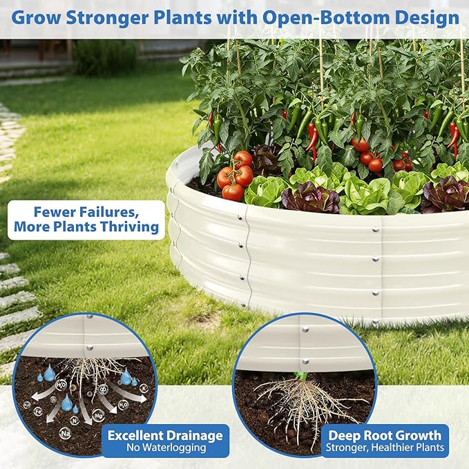 Round Galvanized Raised Garden Bed, Heavy Duty Metal Planter Box - Image 5