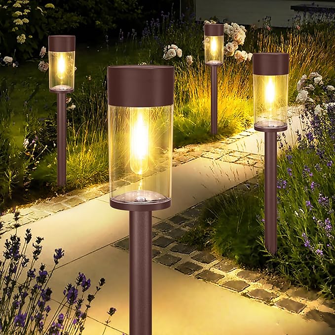 UME 10 Pack Solar Pathway Lights Outdoor, Bright Solar Garden Lights by UME