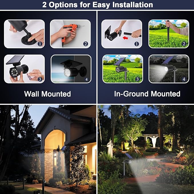 Solar Motion Lights Outdoor 2000LM Security Flood Lights IP67 Waterproof Spot - Image 5