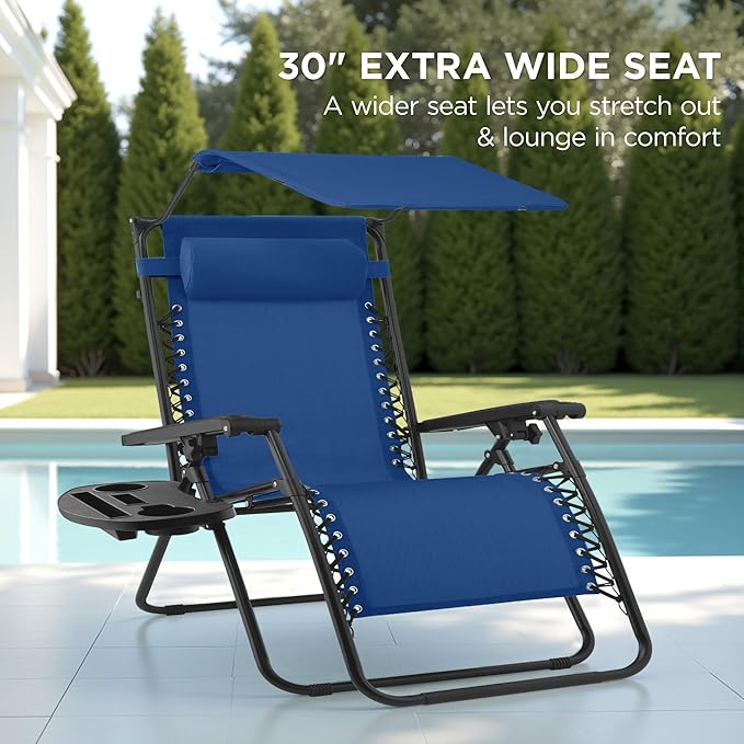 Best Choice Products 30” Wide Folding Zero Gravity Outdoor Recliner Patio - Image 3