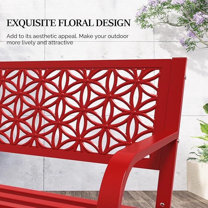 VINGLI 50" Outdoor Bench Metal - Image 5
