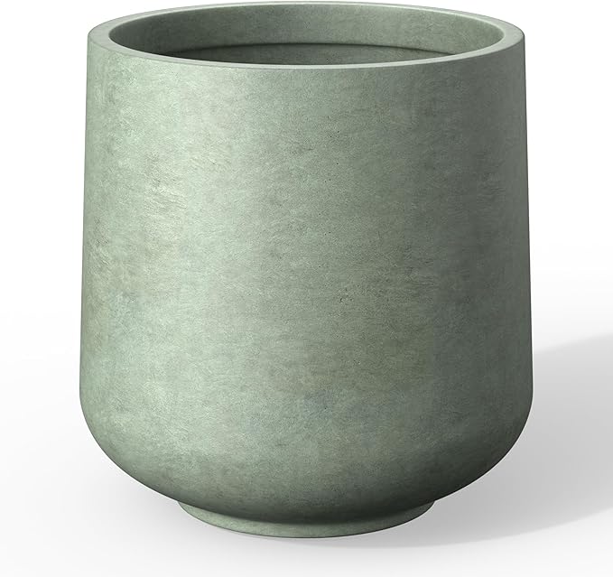 Kante 15.3" Dia Round Concrete Planter, Outdoor Indoor Large Plant Pots by Kante