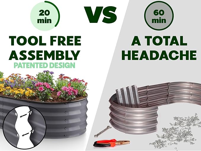 Plant & Plot Galvanized Raised Garden Beds Outdoor // 4×2×1 ft Planter Raised - Image 2