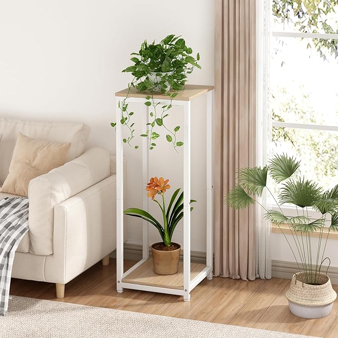 Plant Stand Indoor Corner Tall 2 Tier Metal Modern Flower Storage Plant Shelf - Image 2