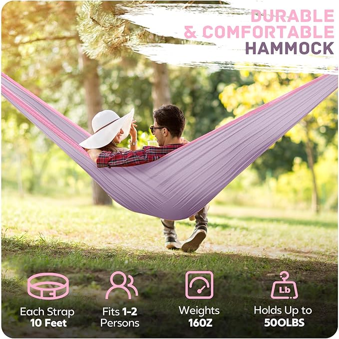 Camping Hammock Lightweight, Portable Hammocks Parachute Hammock - Image 6