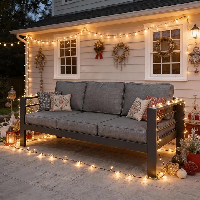 Kiss the Water Outdoor Couch Aluminum Patio Furniture Sofa, 3 Seat All-Weather by KisstheWaterPatioTool