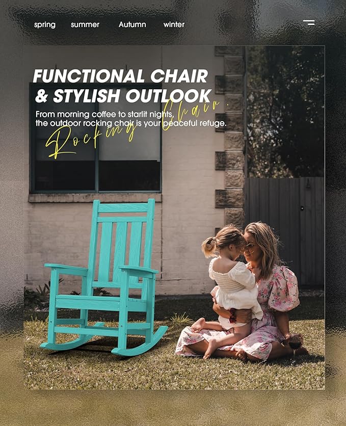 KINGYES Oversized Outdoor Rocking Chair, All-Weather Patio Rocking Chairs - Image 8