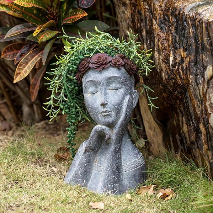 Newman House Studio Succulents Face Planters Pots Head by NewmanHouseStudioLLC
