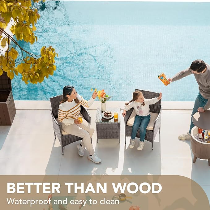 Devoko 3 Pieces Patio Furniture Sets Clearance PE Rattan Wicker Chairs - Image 4